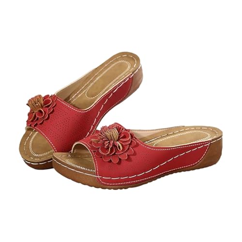 Sommer Slippers Keilabsatz Sandalen Damen Strandschuhe Damen Orthopädische Schuhe Peeptoe Plateau Wedges Badelatschen Flip Flops Slipper rutschfeste Valgus Korrektur Sommerschuhe Hausschuhe von Generisch