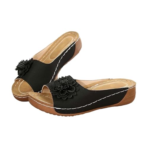 Sommer Slippers Keilabsatz Sandalen Damen Strandschuhe Damen Orthopädische Schuhe Peeptoe Plateau Wedges Badelatschen Flip Flops Slipper rutschfeste Valgus Korrektur Sommerschuhe Hausschuhe von Generisch