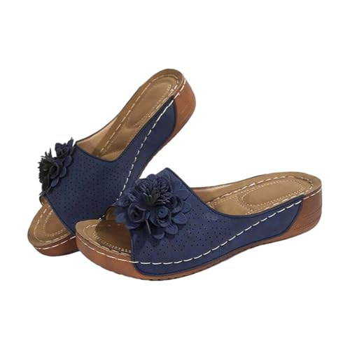 Sommer Slippers Keilabsatz Sandalen Damen Strandschuhe Damen Orthopädische Schuhe Peeptoe Plateau Wedges Badelatschen Flip Flops Slipper rutschfeste Valgus Korrektur Sommerschuhe Hausschuhe von Generisch