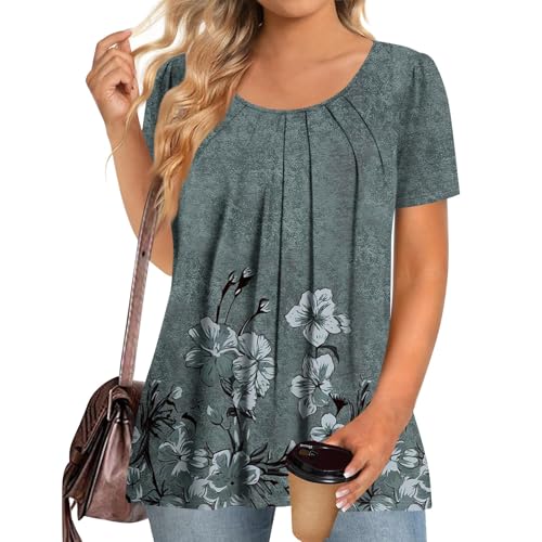 Sommer Tops Teenager Mädchen Große Größen Kurzarm Bluse Mit Rundhals Kurvige Oberteile Bequeme Plus Size Elegante Kleidung Blusen Figurformung Italienische Mode Damen 2Xl-5Xl von Generisch