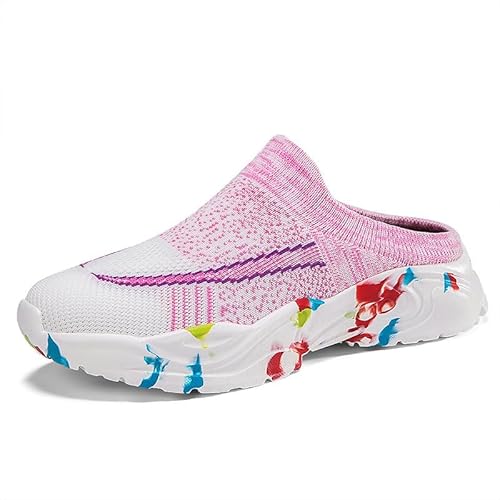 Sommer atmungsaktives Netz Paar Transparent Garn Leicht Weich Sprung Freizeit Komfort Faule Schuhe (Weiße Rose2,44) von Generisch