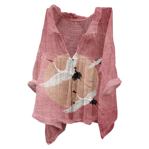 Sommerbluse Damen, Leinenbluse Leinen Shirt Leinenhemd Langarm Tshirt V Ausschnitt Bluse Tunika Große Größen Oberteile Sommeroberteile Sommerblusen Leicht Deals of The Day von Generisch