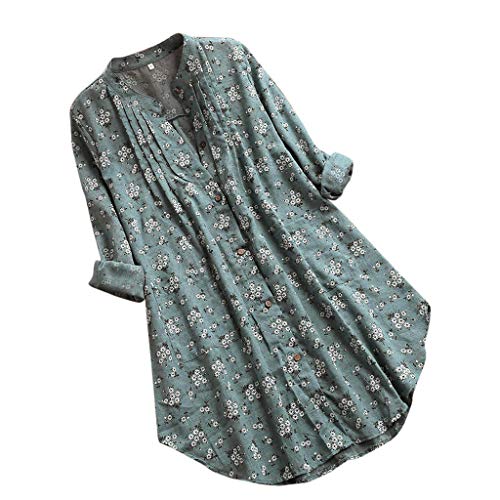 Sommerbluse Damen Leicht Und Luftig, Leinenbluse Damen Langarm Tunika Sommer Lang Leinen Shirt Oversized Oberteile Baumwoll Leinenshirt Musselin Bluse Blumen Longshirt Angebote Tages Blitzangebote von Generisch