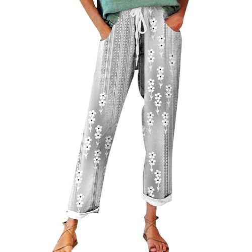 Sommerhose Damen Leicht, Leinenhose Damen Sommer Große Größen, Bequeme Freizeithose Lang Linen Pants High Waist Stoffhose Leinen Hosen Angebote des Tages Heute Damen Reise Must Haves Warehouse Deals von Generisch