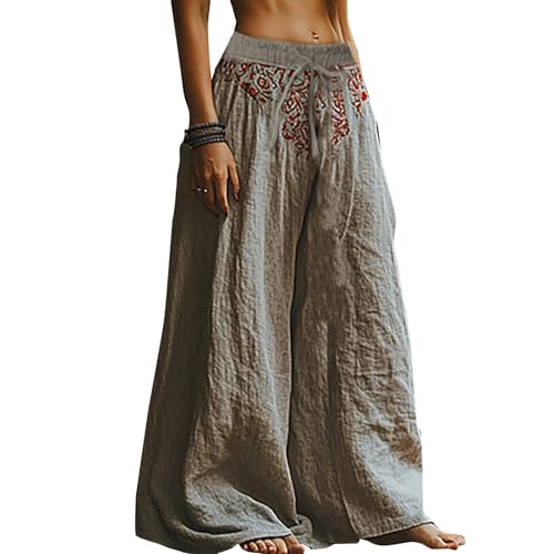 Sommerhose Damen Leicht Palazzo Hose Retro Leinen Elegant High Waist Baggy Freizeithose Baumwolle Leinen Weite Hosen mit Taschen Elastisch Stoffhose Blumendruck Casual Hosen Holiday Style Sommerhose Damen Leicht Palazzo Hose Retro Leinen Elegant High Waist Baggy Freizeithose Baumwolle Leinen Weite Hosen mit Taschen Elastisch Stoffhose Blumendruck Casual Hosen Holiday Style von Generisch