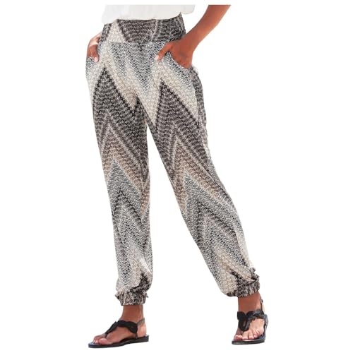 Sommerhose Damen Leicht und Luftig Sommer Musselin Hose Locker Boho Strandhose Stoffhose Casual Pants Stoffhose Weites Bein Freizeithose Bequeme High Waist Hose Schlupfhosen Hippie Lange Haremshose von Generisch