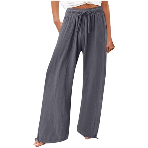 Sommerhose Damen Leichte Große Größe Einfarbig Boho Freizeit Hose Lang Locker Sommer Strandhose Elegant Weitem Bein Hosen Weich Bequem Stoffhose Leicht Strandhosen mit Kordelzug Gerade Hose für Frauen Sommerhose Damen Leichte Große Größe Einfarbig Boho Freizeit Hose Lang Locker Sommer Strandhose Elegant Weitem Bein Hosen Weich Bequem Stoffhose Leicht Strandhosen mit Kordelzug Gerade Hose für Frauen von Generisch