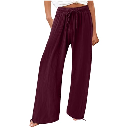 Sommerhose Damen Leichte Große Größe Einfarbig Boho Freizeit Hose Lang Locker Sommer Strandhose Elegant Weitem Bein Hosen Weich Bequem Stoffhose Leicht Strandhosen mit Kordelzug Gerade Hose für Frauen Sommerhose Damen Leichte Große Größe Einfarbig Boho Freizeit Hose Lang Locker Sommer Strandhose Elegant Weitem Bein Hosen Weich Bequem Stoffhose Leicht Strandhosen mit Kordelzug Gerade Hose für Frauen von Generisch