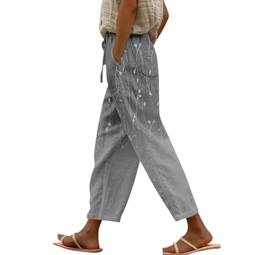 Sommerhosen Damen Leicht Und Luftig Stoffhose Weite Cargohose Damen Baggy Jogginghose Damen Musselin Hose Mit Taschen Sporthose Mit Gummizug Arbeitshose Dünne Freizeithose Druck Strandhose Damen von Generisch