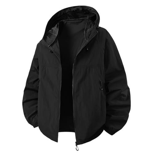 Sommerjacke Herren Dünn Windjacke Wasserdicht Sonnenschutz Jacke mit Kapuze Outdoor Freitzeitjacke Leicht Outdoor-Freizeit-Cardigan-Jacken UPF 50+ Jacke Vielseitig Atmungsaktiv Camping Wandern von Generisch