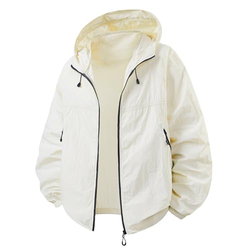 Sommerjacke Herren Dünn Windjacke Wasserdicht Sonnenschutz Jacke mit Kapuze Outdoor Freitzeitjacke Leicht Outdoor-Freizeit-Cardigan-Jacken UPF 50+ Jacke Vielseitig Atmungsaktiv Camping Wandern von Generisch