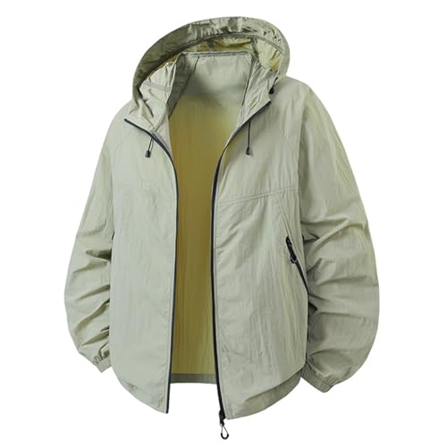 Sommerjacke Herren Dünn Windjacke Wasserdicht Sonnenschutz Jacke mit Kapuze Outdoor Freitzeitjacke Leicht Outdoor-Freizeit-Cardigan-Jacken UPF 50+ Jacke Vielseitig Atmungsaktiv Camping Wandern von Generisch