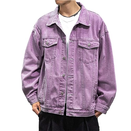 Sommerjacke Herren Leicht Jeans - Jeansjacke Herren Sommer Fashion Jeansjacken Button Down Denim Jacket Revers Denim Jacken Leichte Casual Freizeitjacke Baggy Outdoorjacke Bequeme Sommerjacken von Generisch