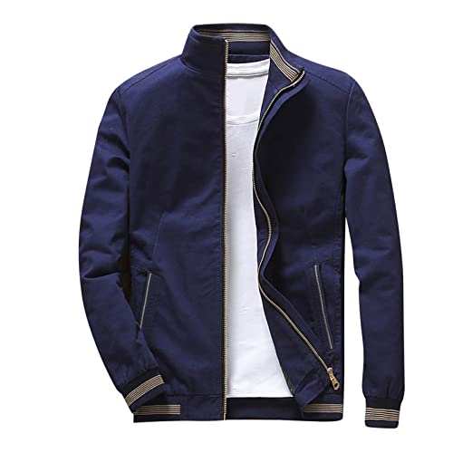 Sommerjacke Herren Leicht Pilotenjacke Bomberjacke Reißverschluss Mit Taschen Leichte Stehkragen Sportlich Fliegerjacke Freizeitjacke Kurze Regular Fit Blouson Bikerjacke Übergangsjacke von Generisch