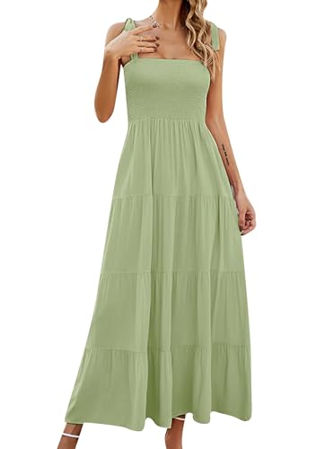 Sommerkleid Damen Ärmelloses Boho Hohe Taille Freizeitkleider Swing Strandkleider Long Dress Beach Swing Party Maxi Camisole Dress von Generisch