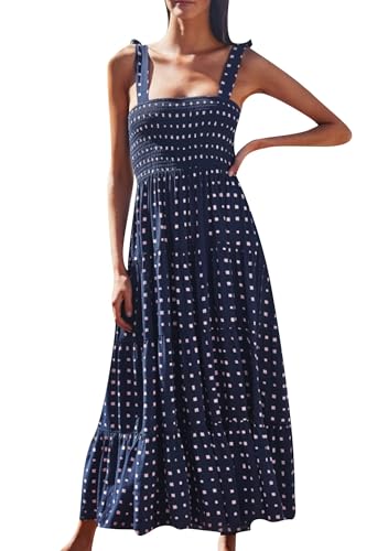 Sommerkleid Damen Ärmelloses Boho Hohe Taille Freizeitkleider Swing Strandkleider Long Dress Beach Swing Party Maxi Camisole Dress von Generisch