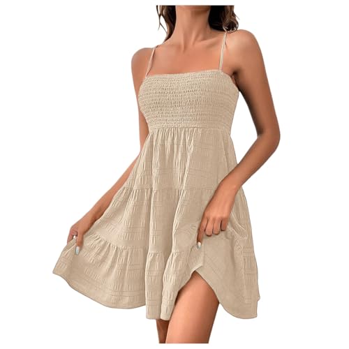 Sommerkleid Damen Elegant, Trägerkleid Damen Sommerkleid Ärmellos Spaghettiträger-Kleid Strandkleid Damenkleider Sundress Unterkleid Bohokleid Cocktailkleid Unterkleid A-Linie Kleider Freizeitkleid Br von Generisch