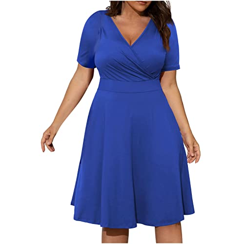 Sommerkleid Damen Große Größen Kleid Damen Sommer Knielang Kurzarm Damenkleider Elegant V Ausschnitt Sommerkleider Damen Leicht Und Luftig Wickelkleid Grosse Grössen A Linie Kleider Schlichte Sommerkleid Damen Große Größen Kleid Damen Sommer Knielang Kurzarm Damenkleider Elegant V Ausschnitt Sommerkleider Damen Leicht Und Luftig Wickelkleid Grosse Grössen A Linie Kleider Schlichte von Generisch