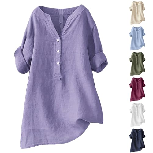 Sommerkleid Damen Knielang A-Linie - Hemdblusenkleid Damen Midi Sommer Musselin Kleid Knopfleiste Leinenkleid Hemdblusenkleid 3/4-Arm Freizeitkleid V-Ausschnitt Shirtkleid Blusenkleid Strandkleid Sommerkleid Damen Knielang A-Linie - Hemdblusenkleid Damen Midi Sommer Musselin Kleid Knopfleiste Leinenkleid Hemdblusenkleid 3/4-Arm Freizeitkleid V-Ausschnitt Shirtkleid Blusenkleid Strandkleid von Generisch