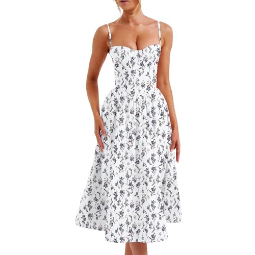 Sommerkleid Damen Knielang Boho Vintage Blumenkleid Ärmellos Spaghettiträger Strandkleid A-Linie Quadratischer Ausschnitt Midikleider Elegant Tunika Kleid Freizeitkleid Partykleid 2#Lila S Sommerkleid Damen Knielang Boho Vintage Blumenkleid Ärmellos Spaghettiträger Strandkleid A-Linie Quadratischer Ausschnitt Midikleider Elegant Tunika Kleid Freizeitkleid Partykleid 2#Lila S von Generisch
