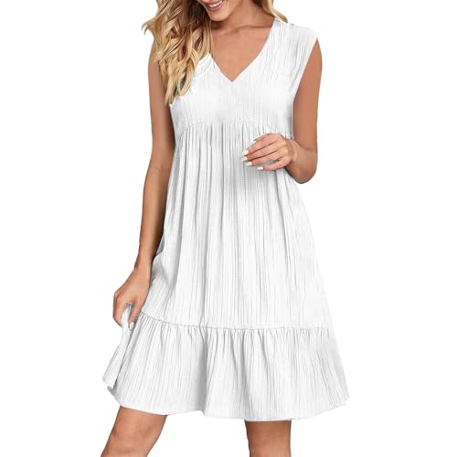 Sommerkleid Damen Kurz V Ausschnitt Kleid Hochzeitsgast Sommer Festliche Kleider Freizeit Strandkleid Elegante Wickelkleid Knielang Sommerkleider Leicht Freizeitkleid A Linie Tunikakleid von Generisch