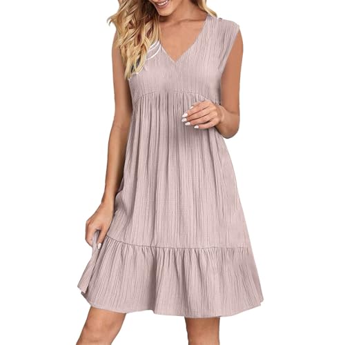 Sommerkleid Damen Kurz V Ausschnitt Kleid Hochzeitsgast Sommer Festliche Kleider Freizeit Strandkleid Elegante Wickelkleid Knielang Sommerkleider Leicht Freizeitkleid A Linie Tunikakleid von Generisch