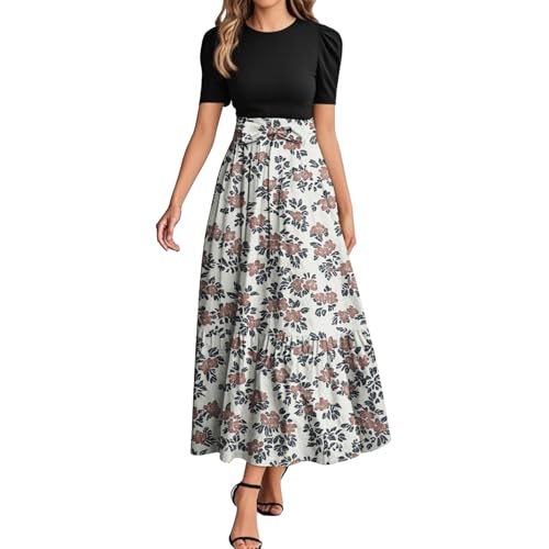 Sommerkleid Damen Lang A Linien Tunikakleid Hohe Taille Maxikleid Round-Ausschnitt Luftiges Partykleider Mit Taschen Langer Plissee Dress Freizeitkleid Elastischem Bund Schwarz-B L Sommerkleid Damen Lang A Linien Tunikakleid Hohe Taille Maxikleid Round-Ausschnitt Luftiges Partykleider Mit Taschen Langer Plissee Dress Freizeitkleid Elastischem Bund Schwarz-B L von Generisch