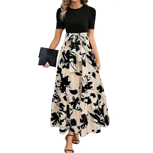Sommerkleid Damen Lang A Linien Tunikakleid Hohe Taille Maxikleid Round-Ausschnitt Luftiges Partykleider Mit Taschen Langer Plissee Dress Freizeitkleid Elastischem Bund Beige XXL Sommerkleid Damen Lang A Linien Tunikakleid Hohe Taille Maxikleid Round-Ausschnitt Luftiges Partykleider Mit Taschen Langer Plissee Dress Freizeitkleid Elastischem Bund Beige XXL von Generisch