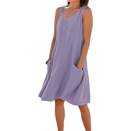 Sommerkleid Damen Leicht äRmellos Strandkleider Freizeitkleid - Knielang Elegant V-Ausschnitt Blusenkleid Sommerkleids Mit Taschen Locker Sommer Strandkleid Tunika Kleid Einfarbig Musselin Kleid Sommerkleid Damen Leicht äRmellos Strandkleider Freizeitkleid - Knielang Elegant V-Ausschnitt Blusenkleid Sommerkleids Mit Taschen Locker Sommer Strandkleid Tunika Kleid Einfarbig Musselin Kleid von Generisch