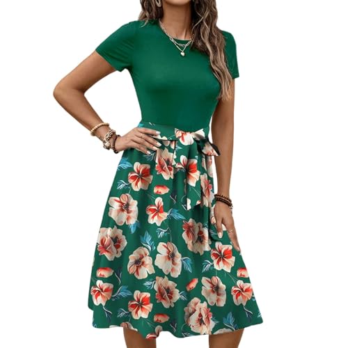 Sommerkleid Damen Wickelkleid Elegant mit Blumenmuster Cocktailkleid A Linien Strandkleid Luftig Hochzeitsgast Kleid Freizeitkleid Sommer Kleider Jumpsuit Sexy Boho V Ausschnitt von Generisch