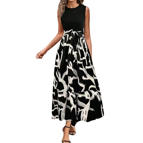 Sommerkleid Damen lang Maxikleider Sommer Dresses for Women Freizeit Kleider Boho Kleid maxikleid elegant für Lange Sommerkleider Wickelkleider Damenkleider langes a Linie Linien Strandkleid Maxi von Generisch