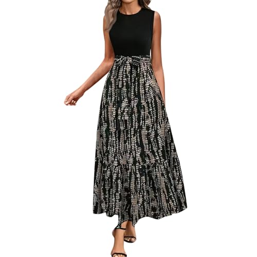 Sommerkleid Damen lang Maxikleider Sommer Dresses for Women Freizeit Kleider Boho Kleid maxikleid elegant für Lange Sommerkleider Wickelkleider Damenkleider langes a Linie Linien Strandkleid Maxi von Generisch