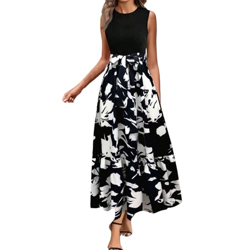 Sommerkleid Damen lang Maxikleider Sommer Dresses for Women Freizeit Kleider Boho Kleid maxikleid elegant für Lange Sommerkleider Wickelkleider Damenkleider langes a Linie Linien Strandkleid Maxi von Generisch