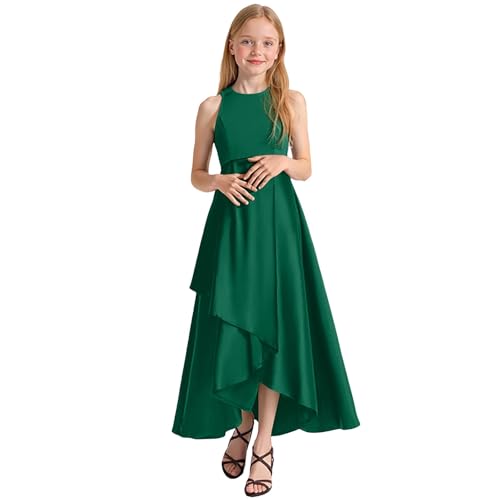 Sommerkleid Mädchen-Kleid Mädchen Abendkleider Partykleid für Konzertaufführung Festzug Elegantes ärmelloses Sommerkleid für Kinder von Kleinkindern bis Teenager (Green, 13-14 Jahre) von Generisch