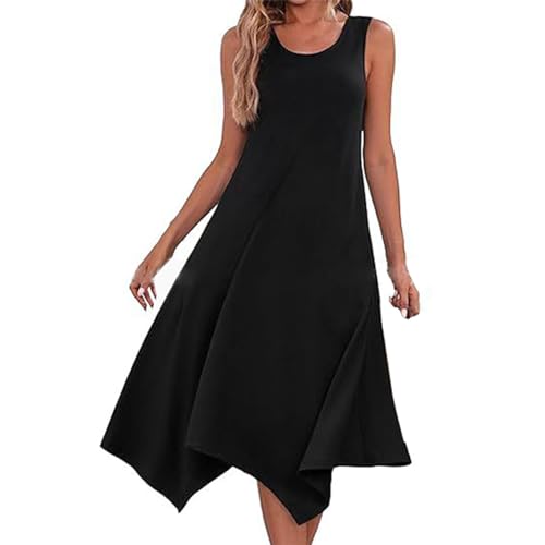 Sommerkleider Damen Lange Sale Sommerkleider Lang Sale Kleid Damen Sommer Damen Casual Frühling Ärmellose Weste Saum Weste Strandkleid Schwarzes Glitzer Kleid Bekleidung Damen Sale Kleider von Generisch