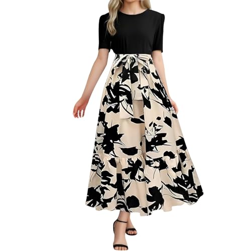 Sommerkleider Damen Strandkleid Maxikleid - Lang Freizeitkleid Ärmellos leicht und luftig Leicht und Luftig Rundhals Geblümtes Tank Top Kleid von Generisch