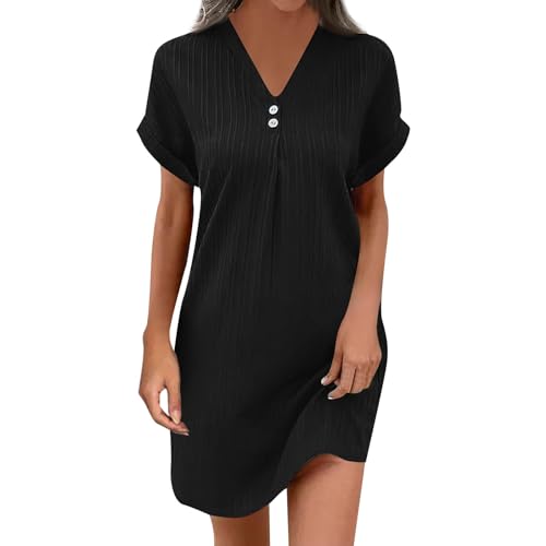 Sommerkleider Damen leicht und luftig tunikakleid Damen Damen Tunika Kleid Sommerkleid Damen mit ärmel Damen Sommerkleid midi Mini Kleider Damen Sommer Damen Sommer Kleid Kleid Damen a Linie von Generisch