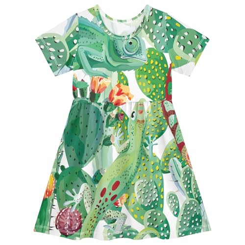 Sommerkleider für Mädchen, tropisches Chamäleon-Kaktus, kurzärmelig, lässiges Hemdkleid, Nachthemd, mehrfarbig, 7-8 Jahre Sommerkleider für Mädchen, tropisches Chamäleon-Kaktus, kurzärmelig, lässiges Hemdkleid, Nachthemd, mehrfarbig, 7-8 Jahre von Generisch