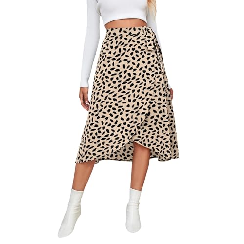 Sommerrock Damen a Linie Boho High Waist Rock Midirock Leicht und Luftig Elegant Bequem Maxirock Plisseerock Dehnbar Lang Freizeit Freizeitrock Skirt Beach Elastisch Strand Sommerrock von Generisch