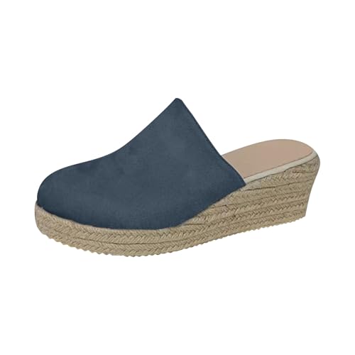 Sommerschuhe Damen Geschlossen Mit Absatz, Pantoletten Damen Schwarz Plateau Kunstwildleder Espadrilles Atmungsaktiv Schlappen Schnell Trocknend Schlupfschuhe Slip-On Schuhe Freizeitschuhe von Generisch
