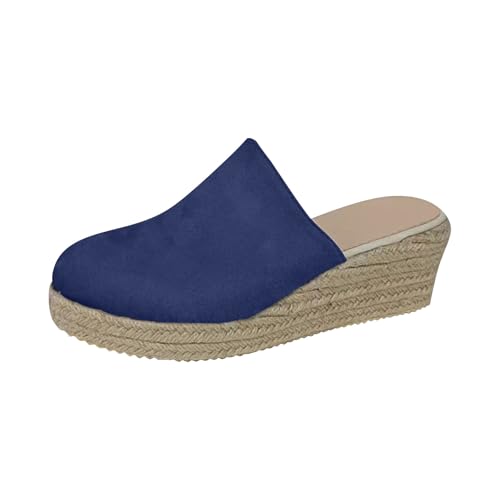 Sommerschuhe Damen Geschlossen Mit Absatz, Pantoletten Damen Schwarz Plateau Kunstwildleder Espadrilles Atmungsaktiv Schlappen Schnell Trocknend Schlupfschuhe Slip-On Schuhe Freizeitschuhe von Generisch