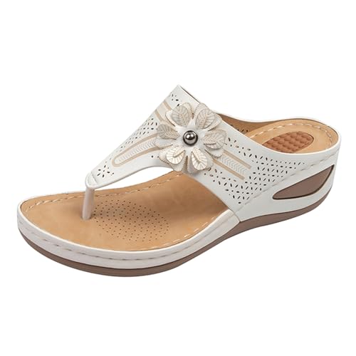 Sommerschuhe Damen Sandalen Pantoletten & Slides Für Strandsandalen Flach Elegant Strandschuhe Flip Flops Sommer Orthopädische Hausschuhe Schlappen Badelatschen Flache Schuhe Bootsschuhe Lässige von Generisch