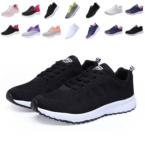 Sommerschuhe Damen bequem Orthopädische Schuhe Damen Leicht Breite Füße Ergonomische Mesh-Obermaterial Arch Support Walkingschuhe Atmungsaktive Fussbett Memory Schaum Wanderschuhe Dunkelgrau 36 von Generisch