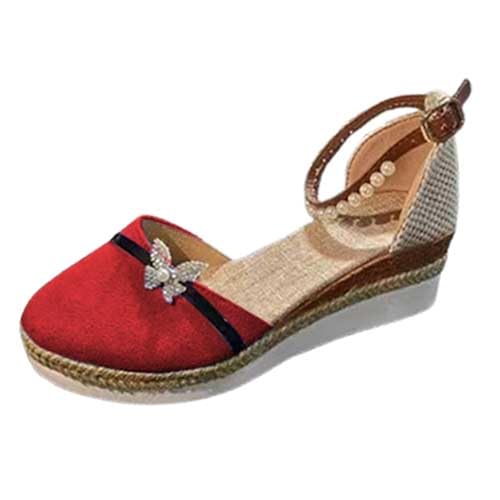 Sommerschuhe Damen mit Absatz Elegant Keilsandalen Geschlossene Sandalen Offene Espadrilles Sandaletten Leicht Keilabsatz Walkingschuhe Bequeme Kleid Schuhe Modische Plateau Trekkingschuhe von Generisch