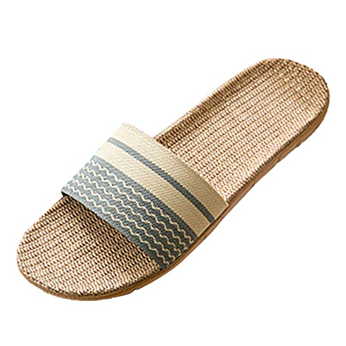 Sommerschuhe für Herren, für drinnen und draußen, rutschfest, bequeme Leinen-Hausschuhe, Herren-Flipflops, Größe 44, grau, 41 1/3 EU Sommerschuhe für Herren, für drinnen und draußen, rutschfest, bequeme Leinen-Hausschuhe, Herren-Flipflops, Größe 44, grau, 41 1/3 EU von Generisch