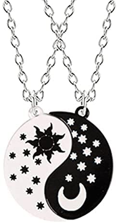 Sonne Mond Halskette Schwarz Weiß Freundschaft Anhänger Paar Choker Männer und Frauen Schmuck von Generisch