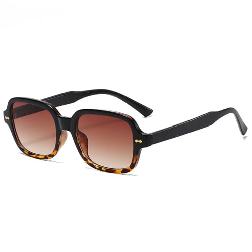 Sonnenbrille Damen, Polarisierte Sonnenbrille Damen, Retro Sonnenbrille Damen, UV400-Retro-Sonnenbrille, Sonnenbrille für Damen Herren Trendy Retro Sonnenbrille Rechteck Rahmen Schatten (Braun) von Generisch