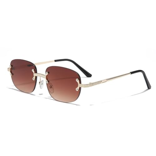 Sonnenbrille für Damen, Sommer, randlos, ovale Farbtöne, Rosa, UV400, 4, Einheitsgröße von Generisch