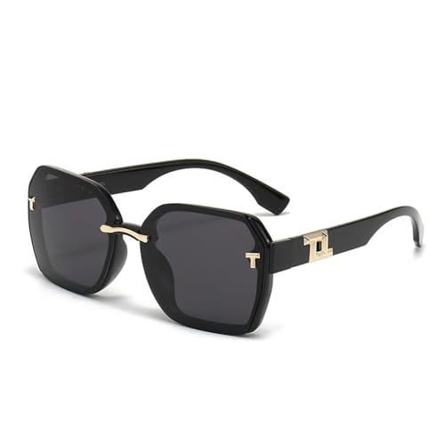 Sonnenbrille für Damen und Herren, Metallrahmen, Sonnenschutz, UV400-Sonnenbrille, Schwarz , Einheitsgröße von Generisch