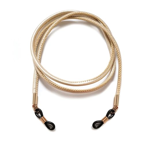 Sonnenbrillen-Lanyard-Halskette, geflochtenes Leder, Brillenkette, Lederband, Lesebrille, Brillenzubehör(Gold) von Generisch